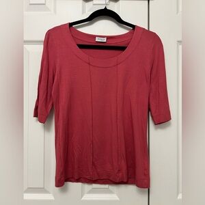 Akris Punto (M) Casual Natural Modal Magenta 3/4 Sleeve Relaxed Shirt Piping